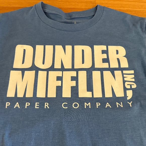Dunder Mifflin Inc. Paper Co The Office T-shirt Size Medium Blue Light Blue - Picture 2 of 5